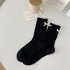 Calcetines Miu Bow de algodón para mujer, estilo japonés Lolita JK, con pequeños zapatos de cuero, calcetines apilados, calcetines finos de tubo medio para primavera y verano.