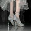 Tacones Altos de Estilo Francés para Mujer 2025 Celebridad de Internet Hebilla de Perlas Zapatos Individuales Calados Moda Versátil Temperamento de Hada Zapatos de Mujer