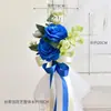 Nuevos tiradores de puerta florales versátiles para respaldo de silla de boda al aire libre, decoraciones florales para escaleras, decoraciones para coche de boda en la iglesia y accesorios florales artificiales.
