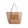 Bolsa de Praia Dobrável Bolsa de Mão em Rede Bolsa de Ombro Feminina Bolsa de Armazenamento Vazada Bolsa de Compras para Verão Viagem ao Ar Livre