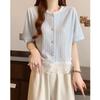 Diseño Estilo Tweed Encaje Camisa Manga Corta Verano para Mujer Talla Grande para Gorditas mm Lujo Accesible Elegante Versátil