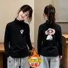 Camiseta de Manga Larga Otoño Invierno 2026 para Niñas, Camiseta Térmica de Forro Polar, Top Cálido Estilo Coreano con Volantes para Bebé, para Niños de Edad Media a Mayores