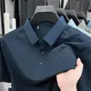 Nueva Camiseta de Manga Corta de Seda Helada para Hombre de Verano, Casual de Negocios, Elástica, Anti-Arrugas, Transpirable, Delgada, Polo Superior para Hombre
