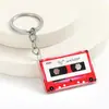 Chaveiro Colorido Retro com Tema Musical e Letras Inglesas Impressas, Pingente de Chaveiro com Design de Fita Acrílica