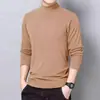 Camiseta de Manga Longa Outono Inverno Masculina Camada Base Cor Pura Quente Roupa Íntima Slim Fit Versátil Gola Meio Alta Camiseta
