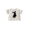 Ins Top casual de manga curta com decote redondo, estilo coreano, camiseta de verão para bebês, estampa de coelho branco, camiseta fofa para combinar