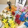 5 Flores de Lirio Artificiales para Arreglos Florales de Techo Alto, Decoración de Hotel, Flores Artificiales, Venta al por Mayor desde Fabricante, Arte Floral Color Champaña