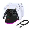 Cargador Doble Nuevo para Mando de PS5 con Luces RGB de Colores Cargador Doble para Mando de Juego Elite PS5