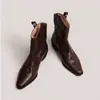 Versión de Cuero Suave~2026 Botines Vaqueros Arrugados de Tacón Grueso con Punta Fina y Cuello en V a la Moda para Mujer Botas Martin Botas Individuales Botines Pequeños