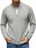 Suéter de lana de oveja estilo dinero viejo, cárdigan casual suelto transpirable de doble cremallera para otoño e invierno, chaqueta de punto cálida con cuello alto para hombre
