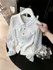 Cardigan de Tricô Gola Redonda com Manga Flare Outono/Inverno 2026, Jaqueta Suéter Feminina Inspirada na Chanel