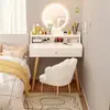 Tocador pequeño de 50 cm, diseño minimalista y moderno, adecuado para dormitorios pequeños, tocador de noche con espejo