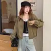 Outono de 2026 Novo Estilo Coreano Jaqueta Curta de Trabalho Solta com Gola Alta Feminina Casual Versátil Corta-vento Tendência Top