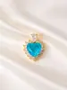 Colgantes de Cobre Chapado en Oro de 18 Quilates con Forma de Corazón en Varios Estilos, Artesanía de Microincrustación, Estilo Fresco y Dulce, Suministro de Accesorios para Joyería DIY
