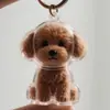 Caja de Almacenamiento Transparente para Pelo de Cachorro Colgante Gashapon West Highland Pomeranian Llavero de Recuerdo Colgante para Bolsa