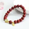 Pulsera de calabaza de cinabrio de alto contenido natural aleación de arena imperial placa de la suerte arena de cristal para mujer pulsera Fulu al por mayor