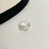 Nuevo Anillo Tejido Vintage Rayado para Mujer Plata de Ley S925 Diseño de Nicho Personalidad de Moda Anillo para el Dedo Índice