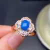 Anillo de Ópalo Azul Natural de Venta Caliente Transfronteriza Plata 925 Electrochapado Cuerpo Completo Piedra Principal 6X8Mm Venta Directa de Fábrica
