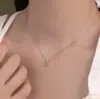 Collar Exquisito de Plata de Ley S925 con Circonita Azul Claro en Forma de Gota de Agua para Mujer, Cadena Sencilla de Moda Elegante de Alta Gama, Versátil para la Clavícula