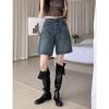 Verão Estilo Hong Kong Retrô Garota Cool Retrô Simples Tendência Emagrecimento Nostálgico Francês Doce Lavagem Shorts Jeans