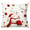 Nuevas Fundas de Almohada Serie Navideña Papá Noel Muñeco de Nieve Tela Cómoda Estampado Funda de Almohada Blanca