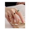 Anillo abierto de piedra natural ámbar retro estilo Maillard para mujer, temperamento nicho, versátil para el trabajo, pulsera para mujer