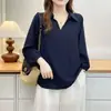 Especial2026 Principios de Otoño Nuevo Tallas Grandes Mujer Elegante Cuello Solapa Manga Larga Blusa Camisa Casual para Chicas Tallas Grandes 0721