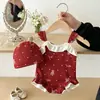 Bañador Retro Color Borgoña para Niña con Tirantes Volantes y Set de Gorro de Natación, Traje de Baño Anti-Exposición para Bebé