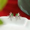 Yuebao Joias Prata Esterlina S925 Hetian Jade Jaspe Folha de Bambu Bambu Contas Redondas Brincos Brincos de Prata Elegantes Ascendentes