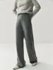 Pantalones Anchos para Mujer Otoño e Invierno 2026, Pantalones Casuales Rectos de Cintura Alta con Diseño Trenzado Lateral, Pantalones Largos Elásticos de Cintura Caída