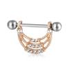 Nuevos productos transfronterizos, joyería de perforación popular europea y americana, anillo de pezón de Amazon, anillo de pecho de diamante en forma de U