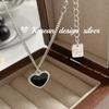 Collar de clavícula de epoxi con amor negro de plata esterlina S925 de Corea del Sur Dongdaemun, venta al por mayor, estilo ins, para mujer