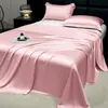 Juego de Sábanas de Seda Helada Color Sólido de Verano Tres Piezas Transpirable Cómodo Lavable al Agua Lavable a Máquina Sábana Individual para Dormitorio de Estudiantes