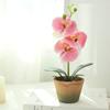 Orquídea Mariposa Simulada Flor Artificial Planta Verde Conjunto Maceta de Pulpa Retro Decoración de Escritorio Artesanía