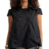 Verano Nuevo Y2K Retro Streetwear Estilo Americano Transfronterizo Ropa para Mujer Color Sólido Botón Manga Corta Cuello Polo Moderna Camiseta Venta al por Mayor