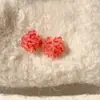 Pendientes Rojos de Flor Estilo Retro Hong Kong para Mujer, Pendientes de Flor Grises-Negros Sencillos Versátiles de Nicho, Accesorios para Orejas de Moda Estilo Bosque