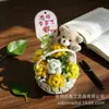 Oso de Manualidades con Rama Retorcida Cesta de Flores Ramo Girasol Cesta de Flores de Mano Decoración de Mesa de Navidad Año Nuevo