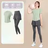 Conjunto de Ropa para Pilates Yoga Camiseta de Manga Corta de Gama Alta Secado Rápido para Mujer Primavera Adelgazante Moldeador Corporal Top Deportivo Ropa de Fitness