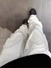 Calças Cargo Paratrooper Brancas para Homens, Novo Estilo Primavera, Versão Estendida para Altura, Calças Wide-Leg Hip-Hop Americano