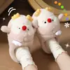 Chinelos de algodão femininos para outono e inverno 2026, novos chinelos internos para casa, família, cartoon, pelúcia, quentes, sapatos de maternidade com calcanhar fechado