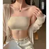 Top de Tirantes Invisible de Seda Helada para Mujer, Anti-Exposición, Cubre Pecho, Ropa Interior de Verano, Sujetador sin Tirantes de Color Sólido