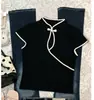 Nuevo Top Moda Y2K Estilo Europeo y Americano Transfronterizo Estampado Color Sólido Moda Ajustado Cuello Camisero Manga Corta