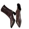 Nuevas botas de moda otoño e invierno 2026, de tacón alto, punta fina, pierna ajustada, piel suave, estilo popular, cremallera lateral, tacón grueso, botines para mujer