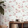 Pegatina de Pared Floral Romántica Autoadhesiva Papel Tapiz Resistente a la Humedad y al Moho Ecológico Lujo Ligero Decorativa para Pared de Dormitorio Armario Renovación