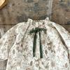 Ins Estilo Coreano Meninas Bebê Algodão Bow Print Top e veludo cotelê floral - terno