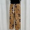 Calças de pijama de seda de algodão feminino verão rayon fino calças retas plus size calças de ar condicionado doméstico Calças de proteção solar de praia de celebridades da Internet