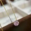 Cadena Clásica para Clavícula con Gema de Diamante Cortado a la Rosa, Disponible en Múltiples Colores, Juego de Collar y Anillo Chapados en Oro, Estilo Popular en Línea