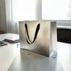 Bolsa de Papel Plateada Estilo Ins, Bolsa Tote Plateada Estilo Minimalista, Bolsa para Ropa, Bolsa de Papel Sencilla, Bolsa de Regalo para el Día de la Mujer