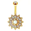 Ventas Directas de Fábrica Anillo para Ombligo de Acero Inoxidable con Circonita en Forma de Rombo Joyería para Piercing de Flor de Girasol de Venta Caliente en Comercio Electrónico Transfronterizo