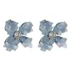 Pendientes de Cristal Hechos a Mano para Mujer, Flor Azul Neblina, Estilo Dulce Francés, Flor de Cuatro Hojas Inspirada en el Bosque, Elegantes Accesorios para Orejas